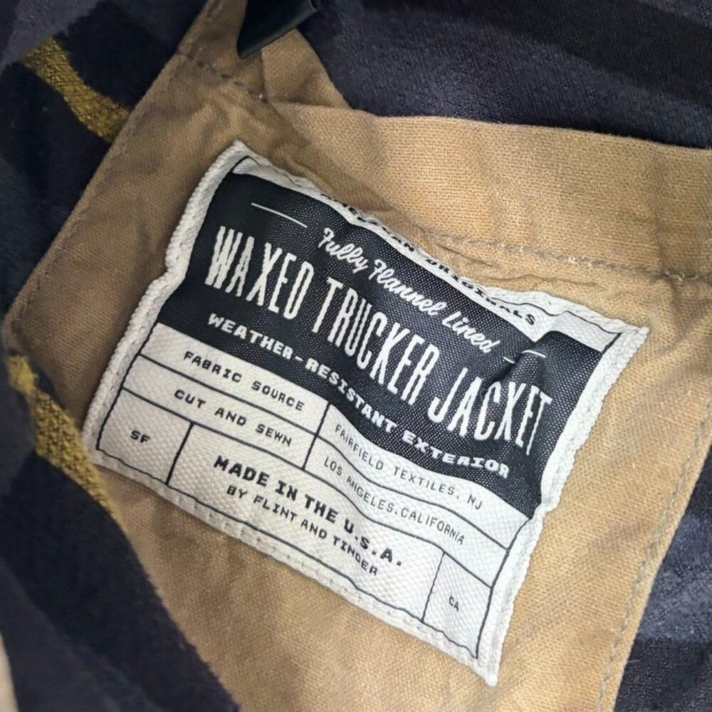Flint and Tinder USA Made Waxed Trucker Jacket Brown Large Distressed - Picture 12 of 13